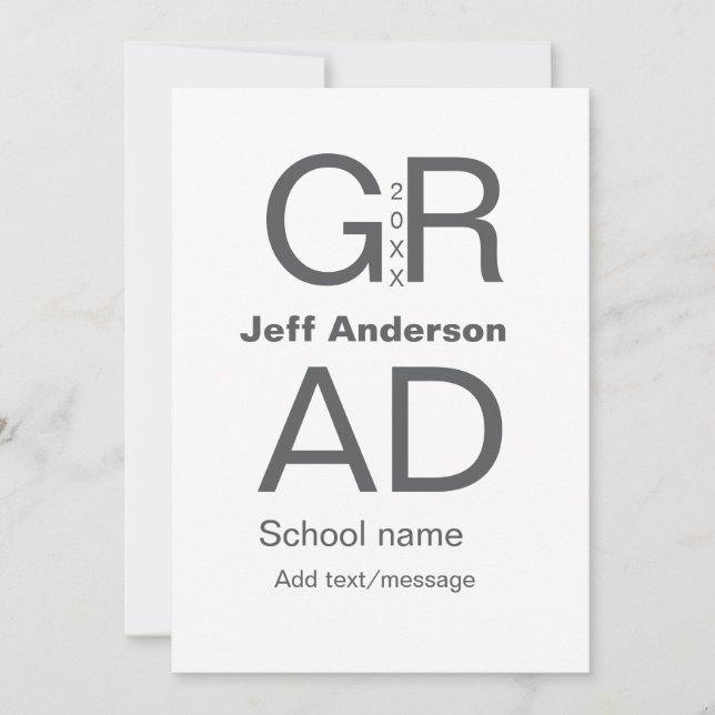Grad typography modern graduation simple minimal c invitation (Front)