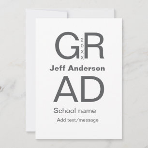 Grad typography modern graduation simple minimal c invitation