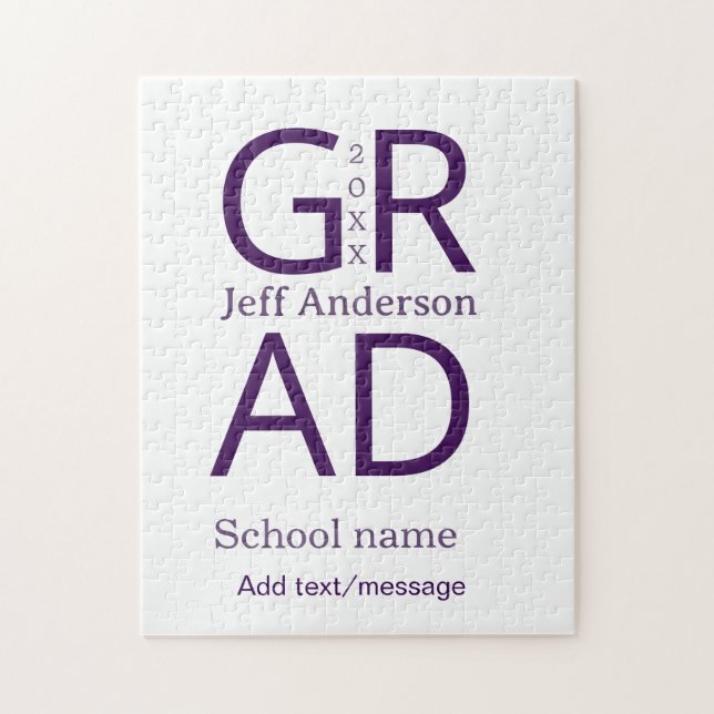 Grad typography modern graduation simple minimal c jigsaw puzzle (Vertical)