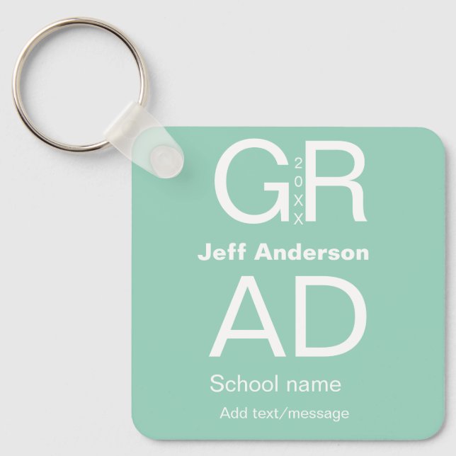 Grad typography modern graduation simple minimal c key ring (Front)