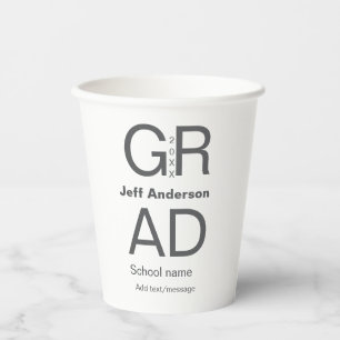 Grad typography modern graduation simple minimal c paper cups