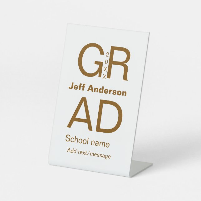 Grad typography modern graduation simple minimal c pedestal sign (Front)