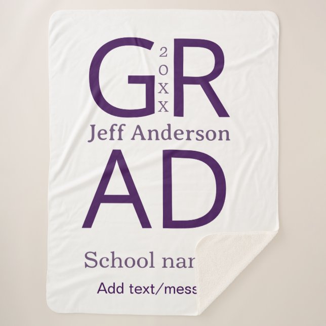 Grad typography modern graduation simple minimal c sherpa blanket (Front)
