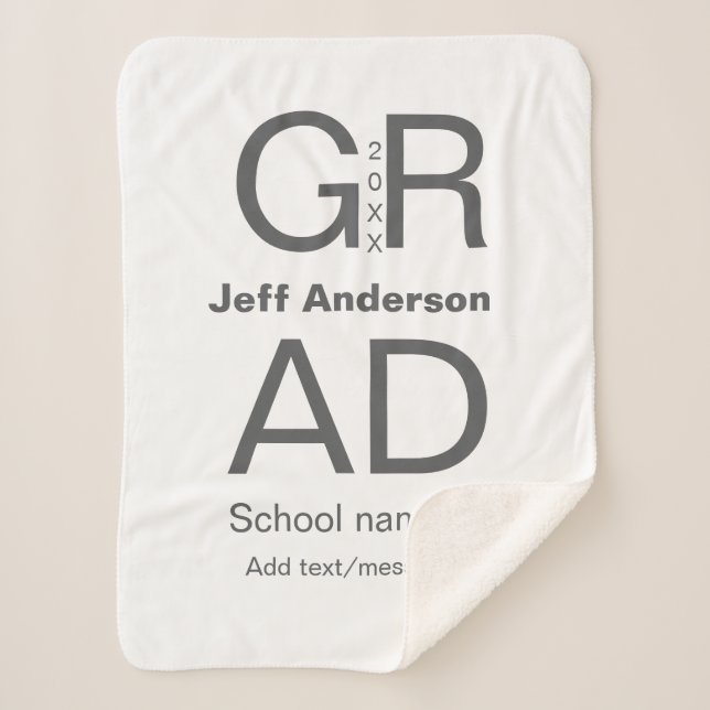 Grad typography modern graduation simple minimal c sherpa blanket (Front)
