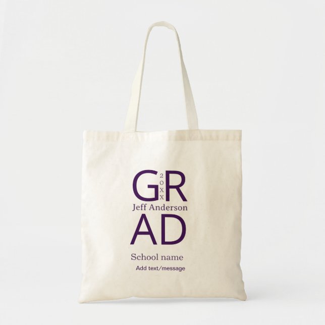 Grad typography modern graduation simple minimal c tote bag (Front)