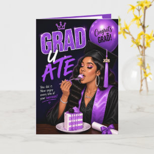 Grad U Ate Class of 2026 Black Woman Purple Grad Card