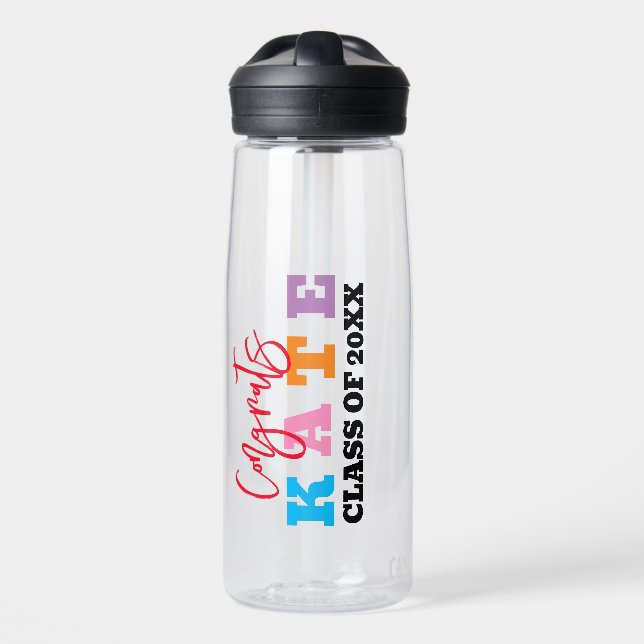 Grad Water Bottle - Personalised Graduation Gift (Front)