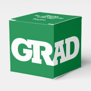 GRAD White and Green Graduation Party Favour Box