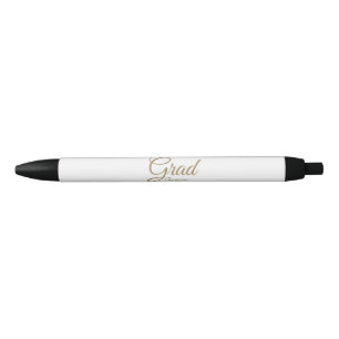 Grad white gold custom script class year elegant black ink pen