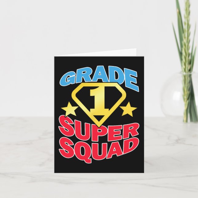 Grade 1 Super Squad Superhero Teacher Team  Card (Front)