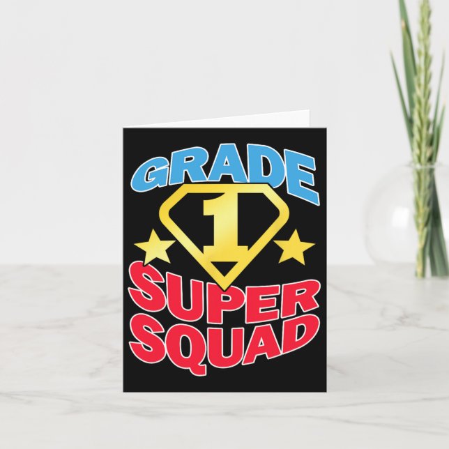 Grade 1 Super Squad Superhero Teacher Team  Card (Front)