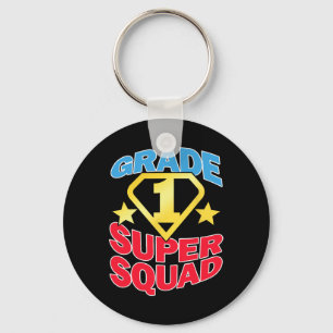 Grade 1 Super Squad Superhero Teacher Team Key Ring
