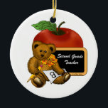 Grade 2 Teacher Ceramic Ornament<br><div class="desc">Grade 2 Teacher Ceramic Ornament, Grade Two Teacher apparel, Grade 2 Teacher t-shirts, Second Grade Teacher gifts by ArtMuvz Illustration. Grade 2 Teacher t shirt, apparel, clothing, mug, hat, tote bag. To personalise click on "personalise this template" then edit the fields provided for your custom gift. You can add your...</div>