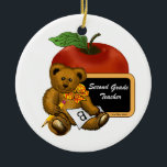 Grade 2 Teacher Ceramic Ornament<br><div class="desc">Grade 2 Teacher Ceramic Ornament, Grade Two Teacher apparel, Grade 2 Teacher t-shirts, Second Grade Teacher gifts by ArtMuvz Illustration. Grade 2 Teacher t shirt, apparel, clothing, mug, hat, tote bag. To personalise click on "personalise this template" then edit the fields provided for your custom gift. You can add your...</div>