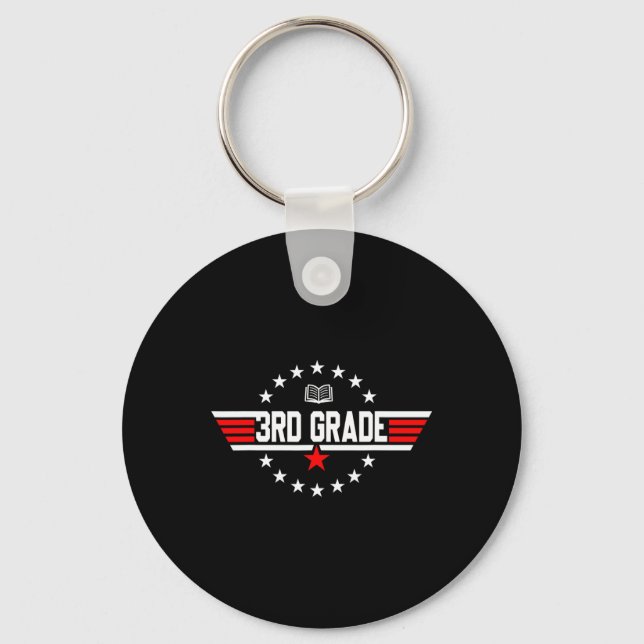 Grade 3rd Third Grade Back To School First Day Boy Key Ring (Front)