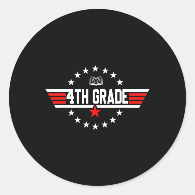 Grade 4th Fourth Grade Back To School First Day Bo Classic Round Sticker (Front)