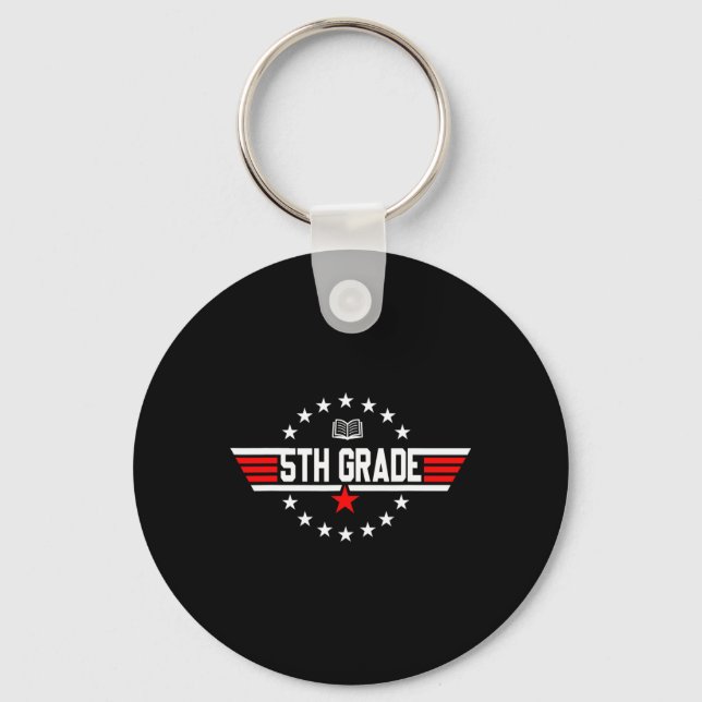 Grade 5th Fifth Grade Back To School First Day Boy Key Ring (Front)