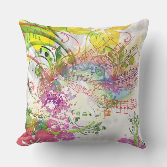 Grade A Cotton Throw Musical Flower Design Cushion (Front)