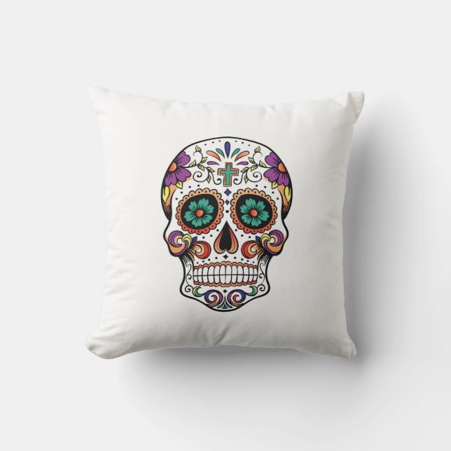 Grade A Cotton Throw Pillow 20x20/Skull (Front)