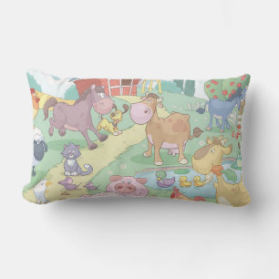 Grade A Cotton Throw Pillow/Cartoon Farm Animals Lumbar Cushion