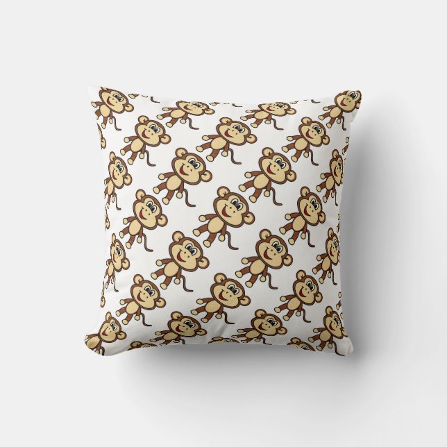 Grade A Cotton Throw Pillow/Monkeys Cushion (Front)
