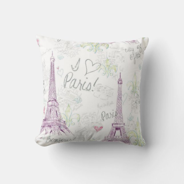 Grade A Cotton Throw Pillow/Paris Cushion (Front)