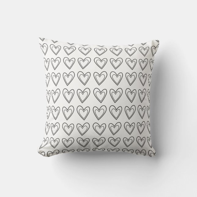 Grade A Cotton Throw Pillow with Hearts (Front)