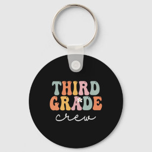 Grade Crew Retro Groovy Vintage First Day Of Schoo Key Ring