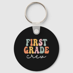 Grade Crew Retro Groovy Vintage First Day Of Schoo Key Ring