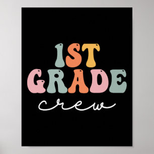 Grade Crew Retro Groovy Women Happy First Day Of S Poster