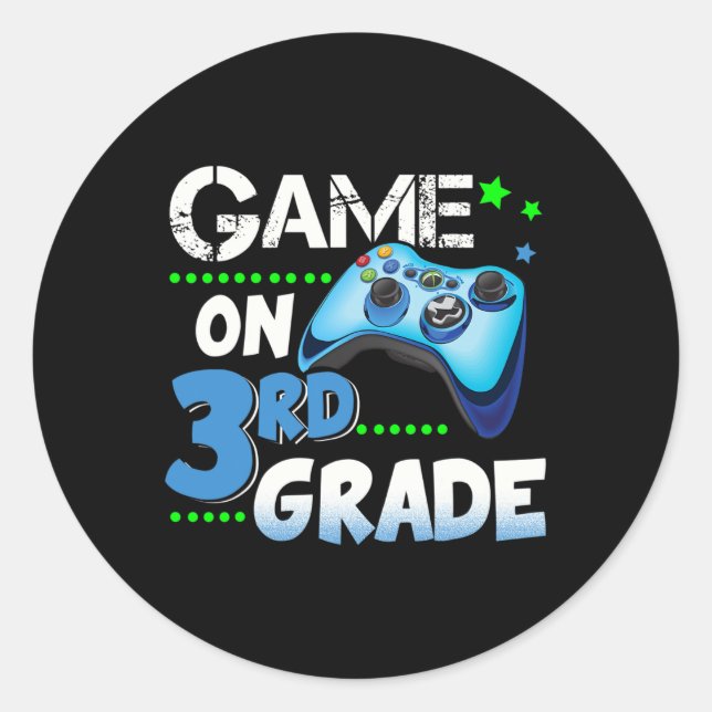 Grade Fun Game On 3rd Grade Gift  Classic Round Sticker (Front)