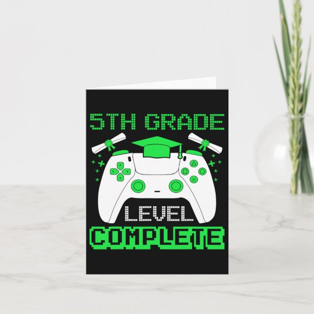 Grade Level Complete Gamer 5th Grade Graduation Gi Card (Front)