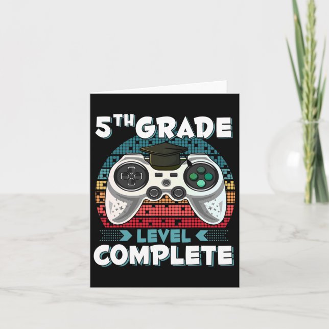 Grade Level Complete Gamer 5th Grade Graduation Gi Card (Front)