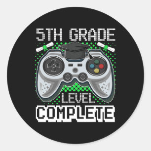 Grade Level Complete Gamer 5th Grade Graduation Gi Classic Round Sticker