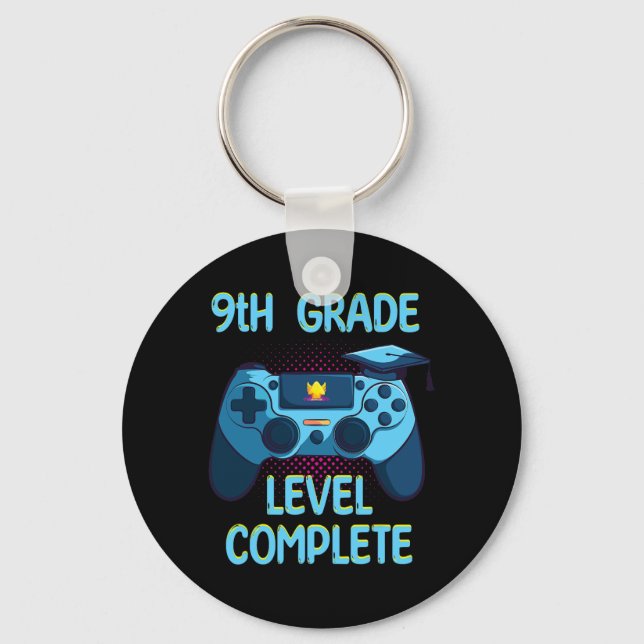 Grade Level Complete Last Day Of School Funny Grad Key Ring (Front)