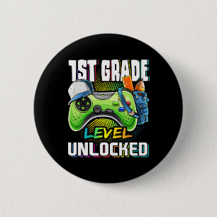 Grade Level Unlocked Video Game Back To School Boy 6 Cm Round Badge