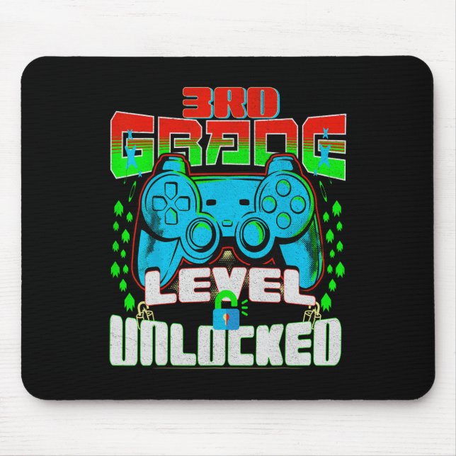 Grade Level Unlocked Video Game Back To School Boy Mouse Pad (Front)