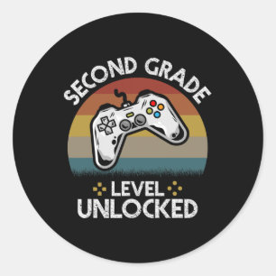 Grade Level Unlocked Video Game Back To School Classic Round Sticker