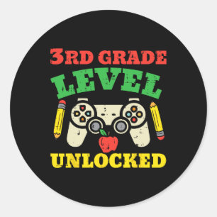Grade Level Unlocked Video Game First Day Of Schoo Classic Round Sticker