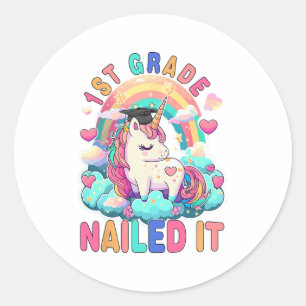 Grade Nailed It Graduation Girl Unicorn Graduate 2 Classic Round Sticker
