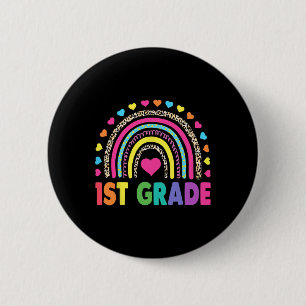 Grade Rainbow Girls Boys Teacher Team 1st Grade Sq 6 Cm Round Badge