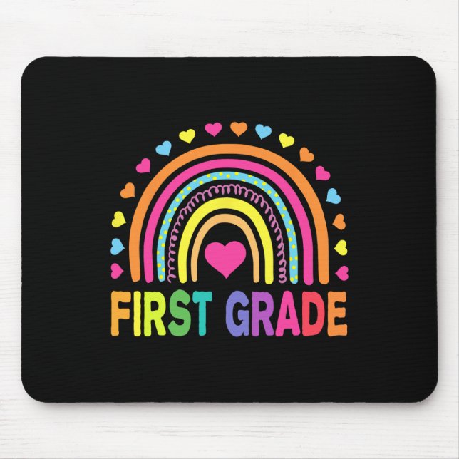 Grade Rainbow Girls Boys Teacher Team 1st Grade Sq Mouse Pad (Front)