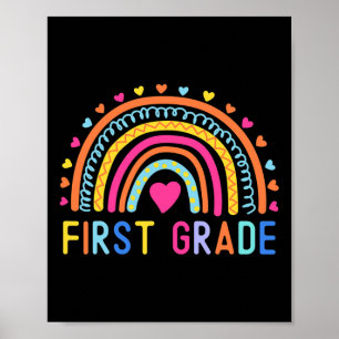 Grade Rainbow Girls Boys Teacher Team 1st Grade Sq Poster