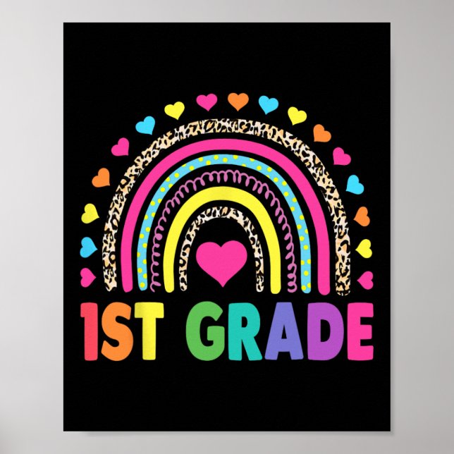 Grade Rainbow Girls Boys Teacher Team 1st Grade Sq Poster (Front)