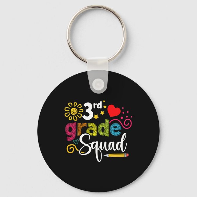 Grade Squad Back To School 3rd Grader Teacher Kids Key Ring (Front)
