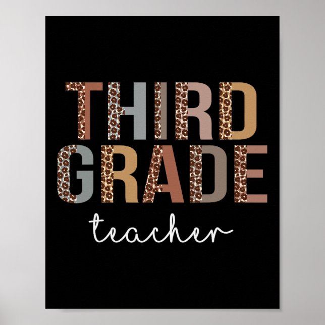 Grade Teacher Back To School Appreciation Leopard  Poster (Front)
