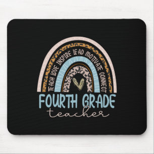 Grade Teacher Leopard Boho Rainbow Back To School  Mouse Pad