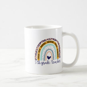 Grade Teacher Rainbow Leopard Print Fifth Grade Te Coffee Mug