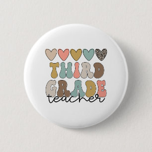 Grade Teacher Retro First Day Of School Teacher Wo 6 Cm Round Badge