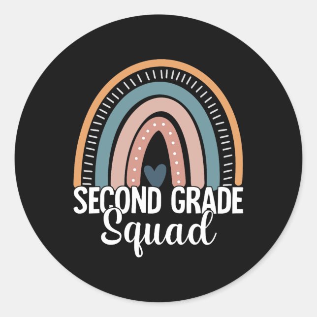 Grade Teachers Rainbow Back To School 2nd Grade Sq Classic Round Sticker (Front)